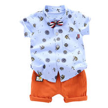 Bebê da criança meninos conjuntos de roupas verão flor impressão t camisa + shorts calças menino cavalheiro roupas terno 1 2 3 4 anos 2024 - compre barato