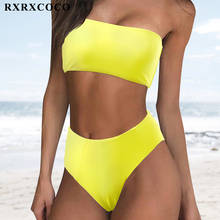 RXRXCOCO Bandeau Bikini Set Swimwear Women Printing Swimsuit Women Bathing Suit Beachwear Brazilian High Waist Sexy Bikini 2021 2024 - buy cheap