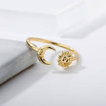 2021 модное Открытое кольцо с Луной и солнцем, минималистичные серебряные Регулируемые кольца с Луной и солнцем для женщин и мужчин, обручальные ювелирные изделия для пар 2024 - купить недорого
