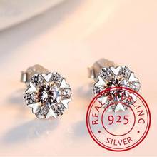 925 Sterling Silver Earrings Heart 7PCS Zirconia Snowflake Flower Star Stud Earrings For Women brincos oorbellen S-E44; 2024 - buy cheap