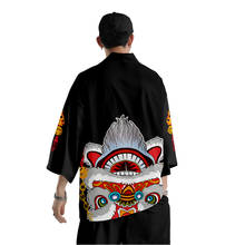 Estilo japonês casal de manga curta kimono calças duas peças masculino japão harajuku yukata cardigan traje 2024 - compre barato