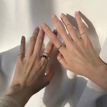 2020 Корейские панк 7 шт./компл. минималистичные гладкие Позолоченные геометрические металлические кольца-цепочки для женщин вечерние ювелирные изделия 2024 - купить недорого