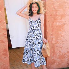 Женское платье миди TingYiLi, летнее платье-комбинация в стиле ретро с цветочным принтом, элегантное пляжное платье в стиле бохо 2024 - купить недорого