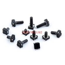 Comutador tátil 100 peças, 6x6mm, contato momentâneo eletrônico 4 pinos spst micro comutador 4.3/4.5/5/5.5/6/7/7.5/8/8.5/9/9.5/10mm de altura