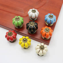 Pumpkin Ceramic Handles 40mm Drawer Knobs Cupboard Door Handles Single Hole Cabinet Handles with screws Furniture Handles 2024 - buy cheap