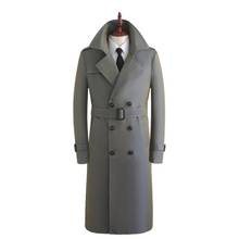 England mens trench coats man Discoloration long coat men clothes slim fit overcoat long sleeve spring autumn khaki blue 2024 - buy cheap