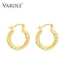 VAROLE Shine Hoop Earrings Gold Color Polyhedral Minimalist Statement Hoops Earings For Women Fashion Jewelry 2024 - buy cheap