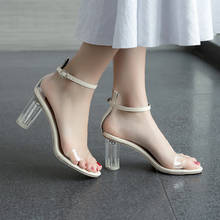 Sandálias transparentes de pvc, sandálias femininas bico cristal transparente, salto alto, stilettos sexy, sapatos de verão, sapatos peep toe, tamanho 40 2024 - compre barato