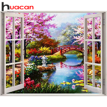 Huacan pintura de diamantes completa quadrada/redonda primavera 5d diy kits de paisagem de bordado decorações para casa 2024 - compre barato