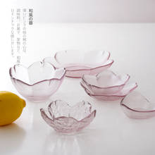 Plato de estilo japonés con forma de martillo de cereza rosa, plato de salsa de cerezo, plato pequeño de vidrio creativo rosa, plato de vinagre, cubiertos 2024 - compra barato