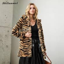 Tiger Print Faux Fur Coat Women Plus Size Leopard Fur Jacket Long Sleeve Pockets Hooded Long Winter Fur Coat Fashion Fur Outwear 2024 - buy cheap