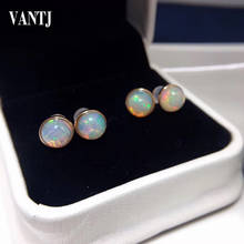 VANTJ Natural Rainbow Ehiopian Opal Stud Earring Sterling 10k Gold Real 585 Simple Elegant Fine Jewelry For Women Lady Gift Box 2024 - buy cheap