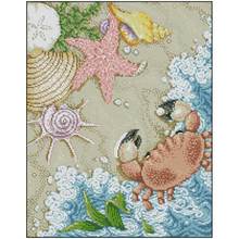 Crab shells and waves patterns counted 11CT 14CT Cross Stitch Set DIY Chinese Cross-stitch Kits Embroidery Needlework Home Decor 2024 - buy cheap
