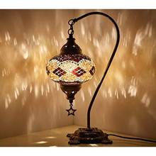 LaModaHome 2021 английская Марокканская красочная мозаичная настольная прикроватная лампа ручной работы с абажуром и античным корпусом (коричнево-черный- 2024 - купить недорого