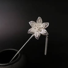 Bastiee Vintage Flower Fringe Hair Stick 999 Sterling Silver Hairpin Ethnic Handmade Luxury Jewelry Hair Pins Women Free Shiping 2024 - buy cheap