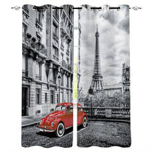 Cortinas de Estilo Vintage para decoración del hogar, visillo rojo para dormitorio, cocina, coche, torre de París, calle, artículos de decoración para sala de estar 2024 - compra barato