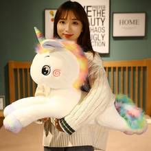 Giant Size Colorful Unicorn Plush Toy Rainbow Glowing Wings Stuffed Doll Animal Standing/Lying Horse Toy For Girl Birthday Gifts 2024 - buy cheap