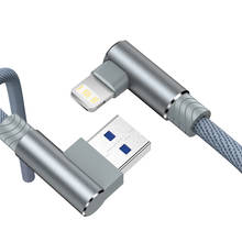 USB-кабель для передачи данных 90 градусов для iPhone 6 S 6 S 7 8 Plus 5 5S SE X XR XS Max iPad i Phone Long 1 м 2 м 3 м, провод для быстрой зарядки 2024 - купить недорого