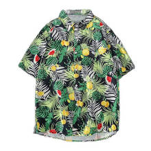 Camisas havaianas de moda masculina 2021, camisas havaianas para homens, dinossauro estampado, camisas brancas rosa masculinas, camisa casual de férias coreana 2024 - compre barato