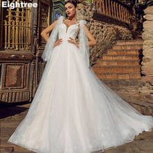 Eightree Princess Shiny Wedding Dresses Lace Appliques V Neck Backless Wedding Gowns Glitter Tulle Bride Dress Vestido De Novia 2024 - buy cheap
