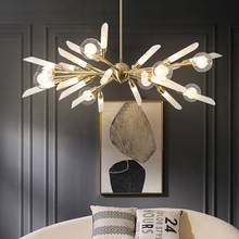 Modern luxury led chandelier lighting black/golden branches art glass hanging lamp Nordic living room bedroom hall chandelier 2024 - buy cheap