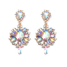 Luxury Crystal Drop Earrings for Women Baroque Rhinestone Flower Statement Big Earrings Vintage Bridal Wedding Maxi Jewelry 2024 - buy cheap