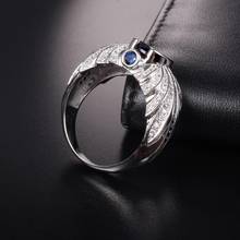 Женское серебряное кольцо Angel Wing Ri 925 с овальным синим сапфиром, обручальные кольца для помолвки, ювелирные изделия для мальчиков 2024 - купить недорого