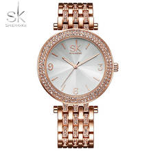 Shengke, роскошные модные женские часы, водонепроницаемые, розовое золото, кварцевые женские часы с кристальным циферблатом SK, женские наручные часы, Relogio Feminino 2024 - купить недорого