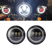 4-1/2" 4.5 Inch 30W LED Fog Lights white DRL Amber Turn Signal Halo Red Demon Passing Auxiliary Light Lamp for Harley Motorcycle 2024 - buy cheap