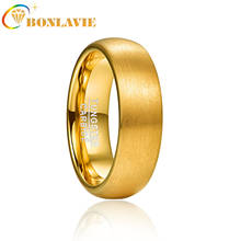 BONLAVIE Wide 6mm Electric Gold Lassa Dome Tungsten Steel Ring Men and Women Jewelry 2024 - buy cheap