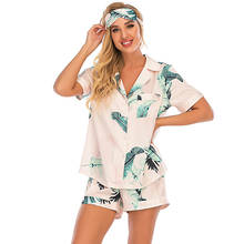 Conjunto de pijama con estampado de dos piezas para mujer, ropa de dormir elegante e informal, pantalones cortos de manga corta, Verano 2024 - compra barato