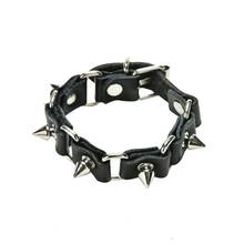 1 Uds. De tachuelas de Cono de Metal negra Unisex, remache de cuero PU, pulsera de motorista, brazalete ancho, pulsera de roca Punk para mujer y hombre 2024 - compra barato