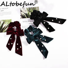 ALTOBEFUN Beads Hair Accessories For Ladies Women Velvet Hair Tie Lady Scrunchies Ponytail Hair Female Girl Holder Rope AFC137 2024 - buy cheap