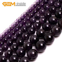Natural Round Dark Amethysts Smooth Faceted Surface Beads Natural Stone Loose Bead For Jewelry Making DIY Strand 15" 4mm-16mm 2024 - buy cheap