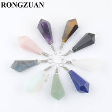 Wholesale 5Pcs/Lot Natural Stone Pendants Wicca Hexagon Beads Pendulum Jewelry Amethysts Aventurine Crystal Opal Quartz TBN449 2024 - buy cheap