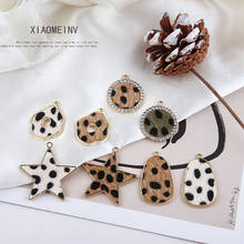 Fashion Leopard Jewelry Charms 10pcs/Lot kawaii Star Round Oval Flower Gold Tone Metal Alloy Earring Pendant Necklace Craft 2024 - buy cheap