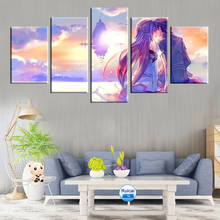 Pósteres en lienzo con diseño de espada de Anime para decoración del hogar, imágenes artísticas de pared, accesorios de decoración para sala de estar, romántico, HD, 5 paneles 2024 - compra barato