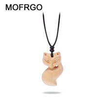 Cute Animal Necklace Pendant For Women Natural Wood New Fashion Fox Jewelry Girlfriend Friend Gift MOFRGO Wooden Pendants 2024 - buy cheap