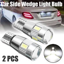 Lâmpada de led canbus para carro, 2 peças t10 5630 6smd led canbus luz de cunha lateral com lente para fonte de luz de carro 2024 - compre barato