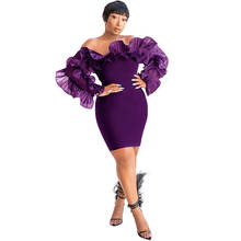Vestidos africanos para mujer, ropa Africana Dashiki, vestidos Bodycon Ankara púrpura, vestido de noche de manga larga, ropa Africana 2019 2024 - compra barato