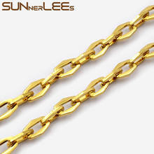 Sunnerrim colar de aço inoxidável 316l, colar de 6.5mm com corrente geométrica de elos, cor dourada, alto polimento, para homens, mulheres, joias, presente sc183 n 2024 - compre barato