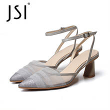 JSI-zapatos de tacón de estilo elegante para mujer, calzado fino y poco profundo, cómodo para vestir, de verano, de malla, con punta estrecha, VO58 2024 - compra barato