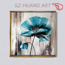 Hand Painted Blue flower  In full bloom Flower  Oil Painting  Canvas Wall Art Frameless Picture Decoration For Live  Home Decor 2024 - buy cheap