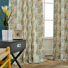 Americano impresso folhas verdes cortina para sala de estar cortinas quarto cortina janela tratamento 2024 - compre barato