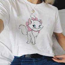 Marie Cat Harajuku Funny Cartoon T Shirt Women Kawaii Disney The Aristocats Ullzang Graphic Tshirt Cute Anime Fashion Top Tees 2024 - buy cheap