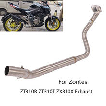 Zontes tubo de escape para motocicleta, silenciador de aço inoxidável para cano de escape de 51mm para modelo zt310r zt310t zt310x 2024 - compre barato