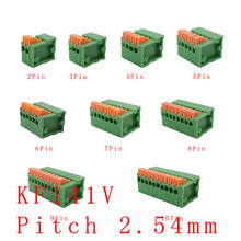 5 pçs kf141v 2.54mm passo 2/3/4/5/6/7/8/9/10 pinos mola pcb blocos terminais conector pé dobrado KF141V-2.54 2024 - compre barato