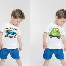 Детская футболка с пасхальными яйцами и грузовиками крутая футболка с принтом грузовика для мальчиков детская футболка для мальчиков и девочек с изображением машины 2024 - купить недорого