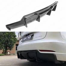 Car Styling V Style Carbon Fiber Rear Lip Real Carbon Fiber Rear Diffuser Bumper For Tesla model 3 2017 2018 2019 2020 2024 - buy cheap