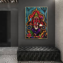 Pintura abstrata moderna em tela, pintura de arte de parede, tela de póresha do deus do hindui, posteres e impressões para decoração de parede de casa 2024 - compre barato